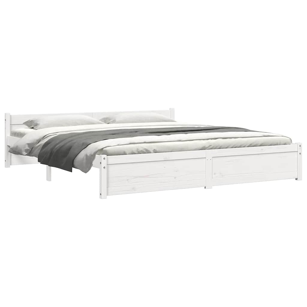 sengestel 180x200 cm Super King massivt fyrretræ hvid
