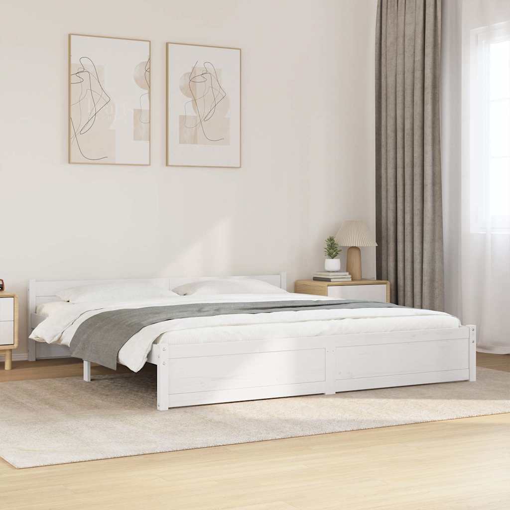 sengestel 180x200 cm Super King massivt fyrretræ hvid