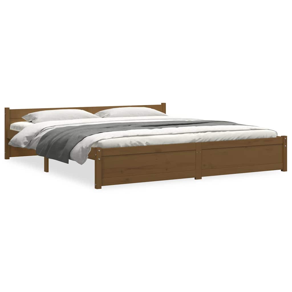 sengeramme 200x200 cm massivt træ gyldenbrun
