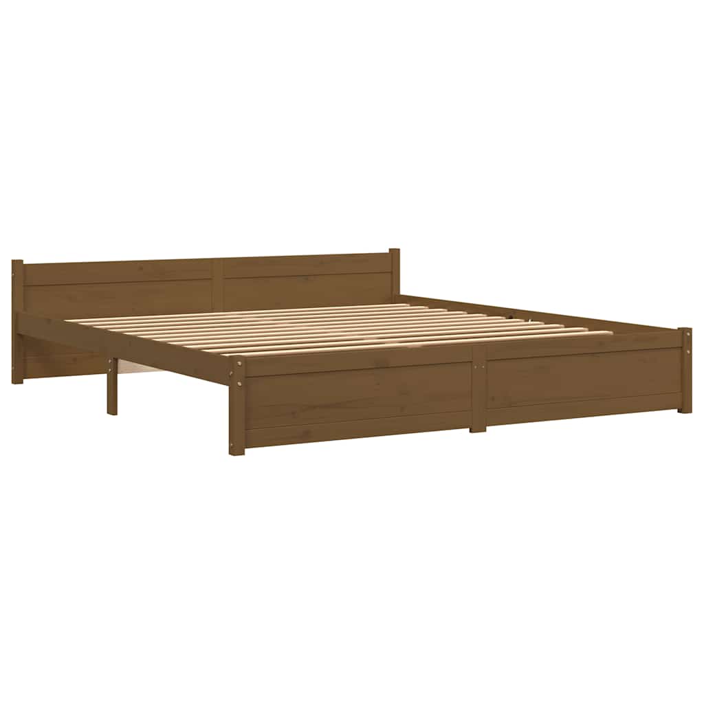 sengeramme 200x200 cm massivt træ gyldenbrun