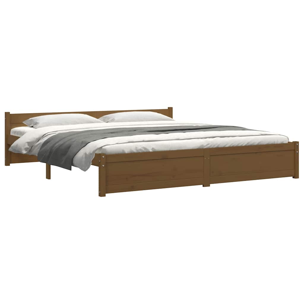 sengeramme 200x200 cm massivt træ gyldenbrun
