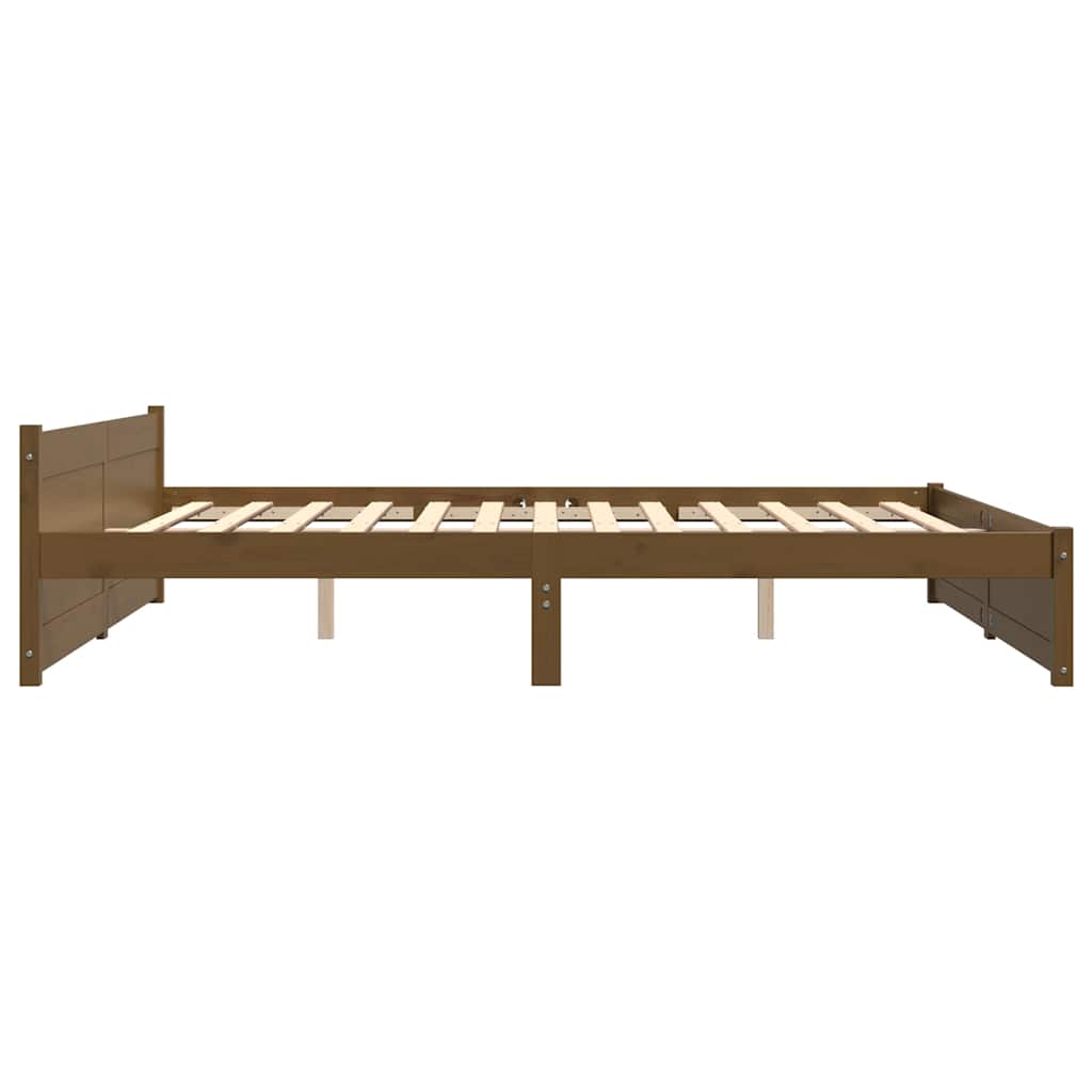 sengeramme 200x200 cm massivt træ gyldenbrun