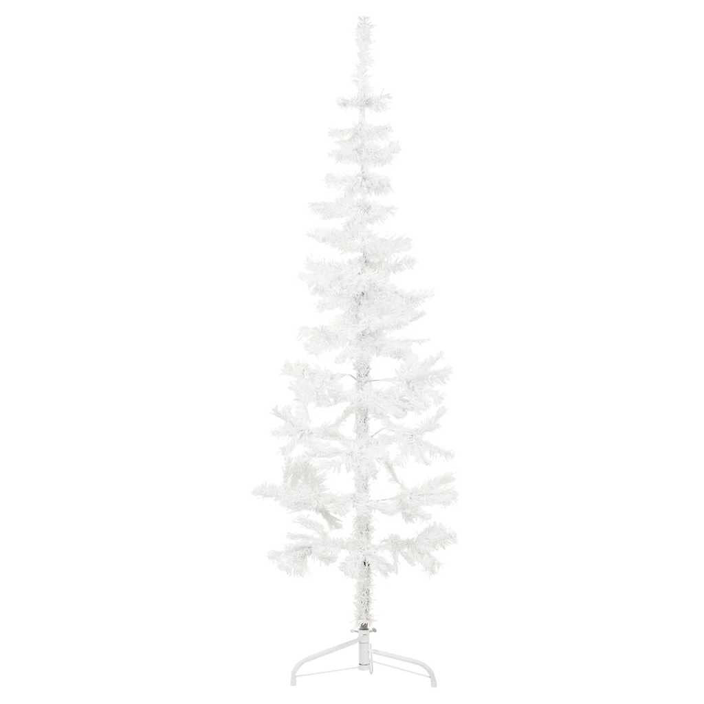 kunstigt halvt juletræ med juletræsfod 120 cm smalt hvid