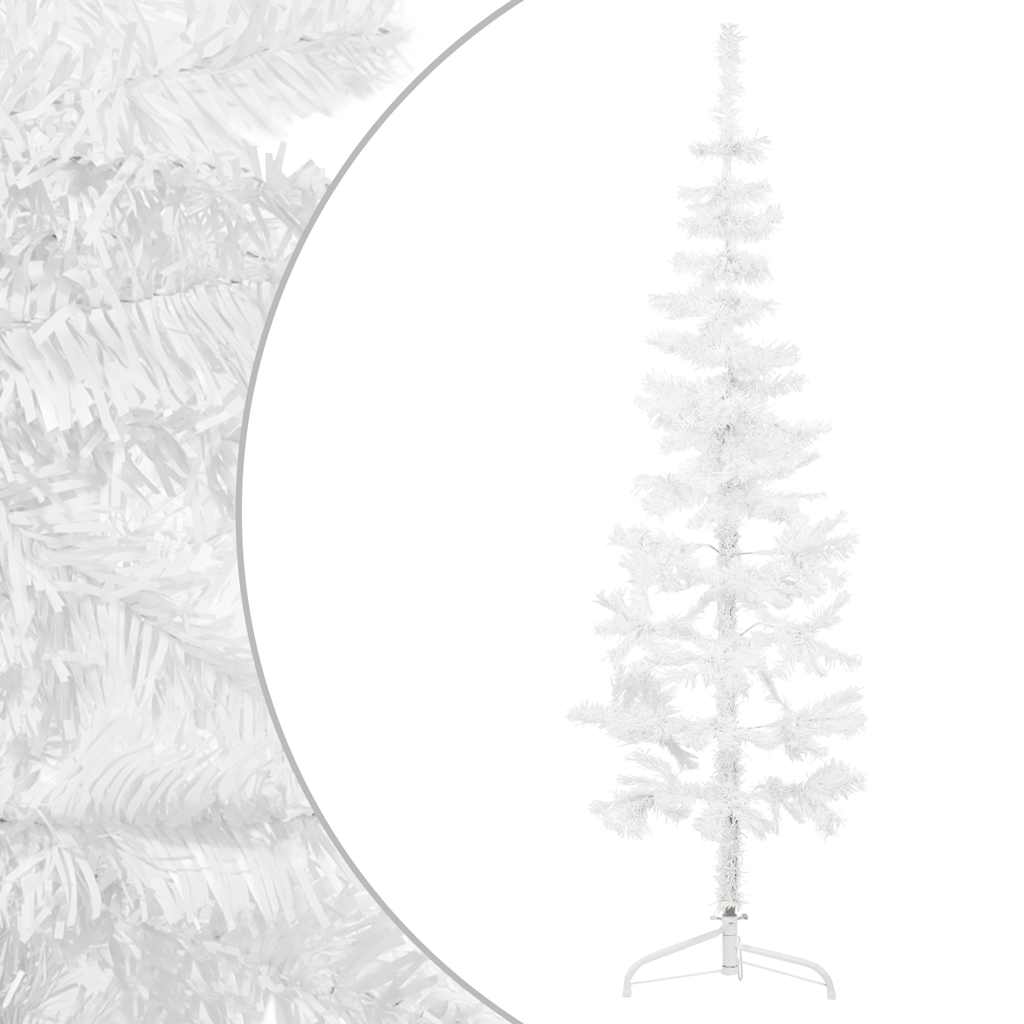 kunstigt halvt juletræ med juletræsfod 120 cm smalt hvid
