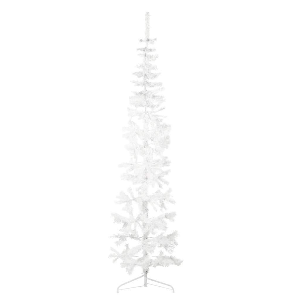 kunstigt halvt juletræ med juletræsfod 240 cm smalt hvid