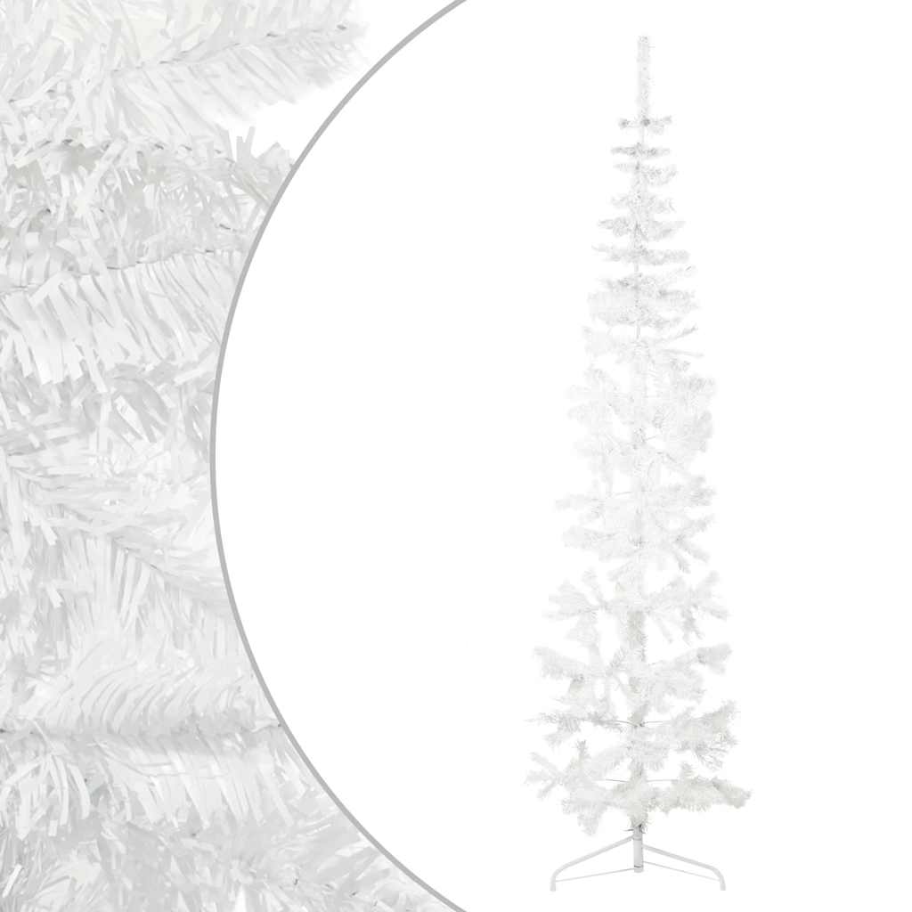 kunstigt halvt juletræ med juletræsfod 240 cm smalt hvid