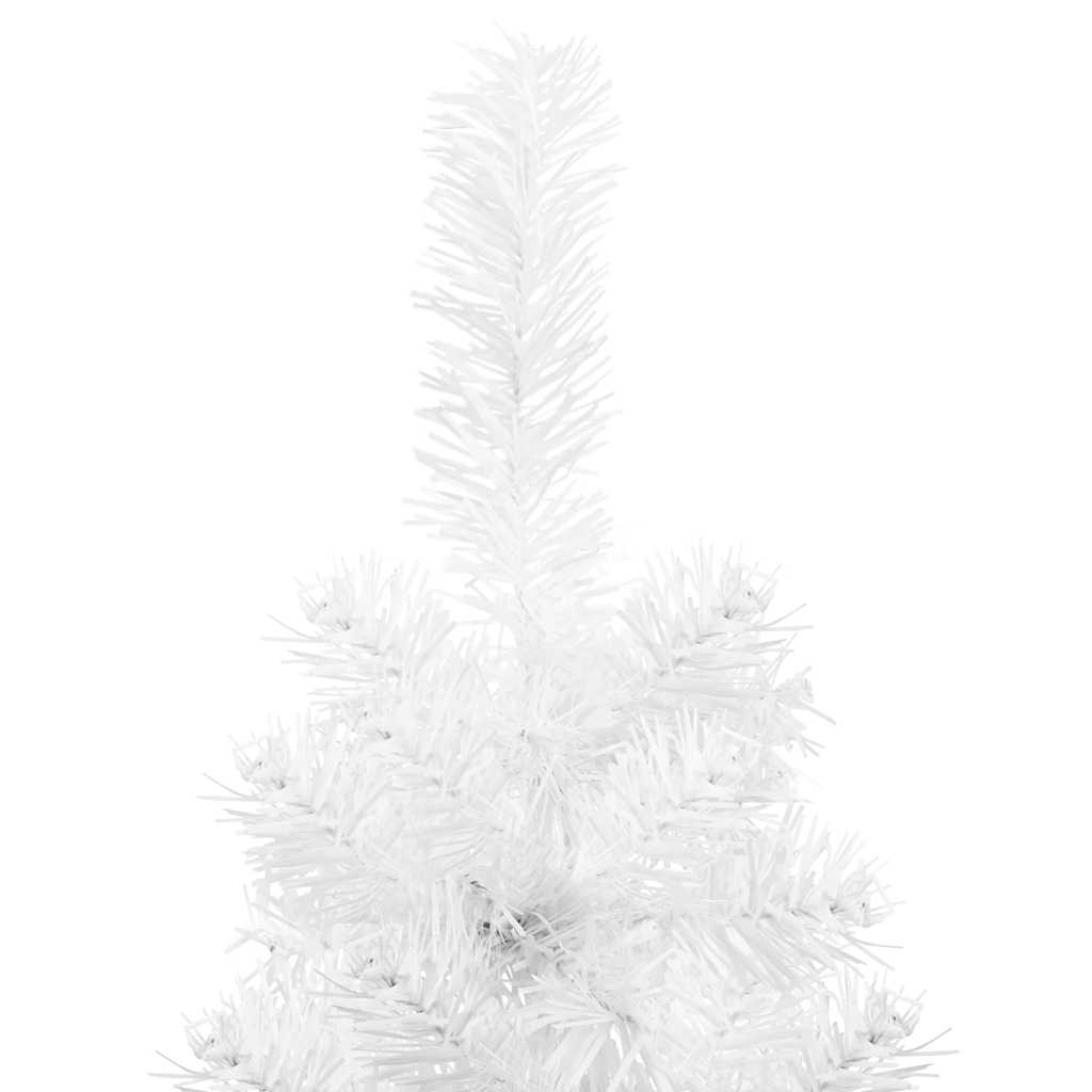 kunstigt halvt juletræ med juletræsfod 240 cm smalt hvid