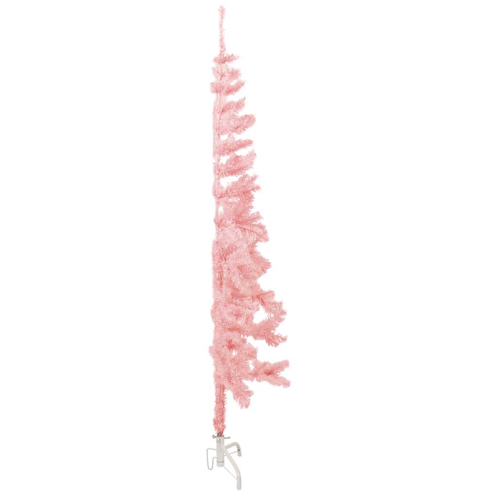 kunstigt halvt juletræ med juletræsfod 120 cm smalt pink
