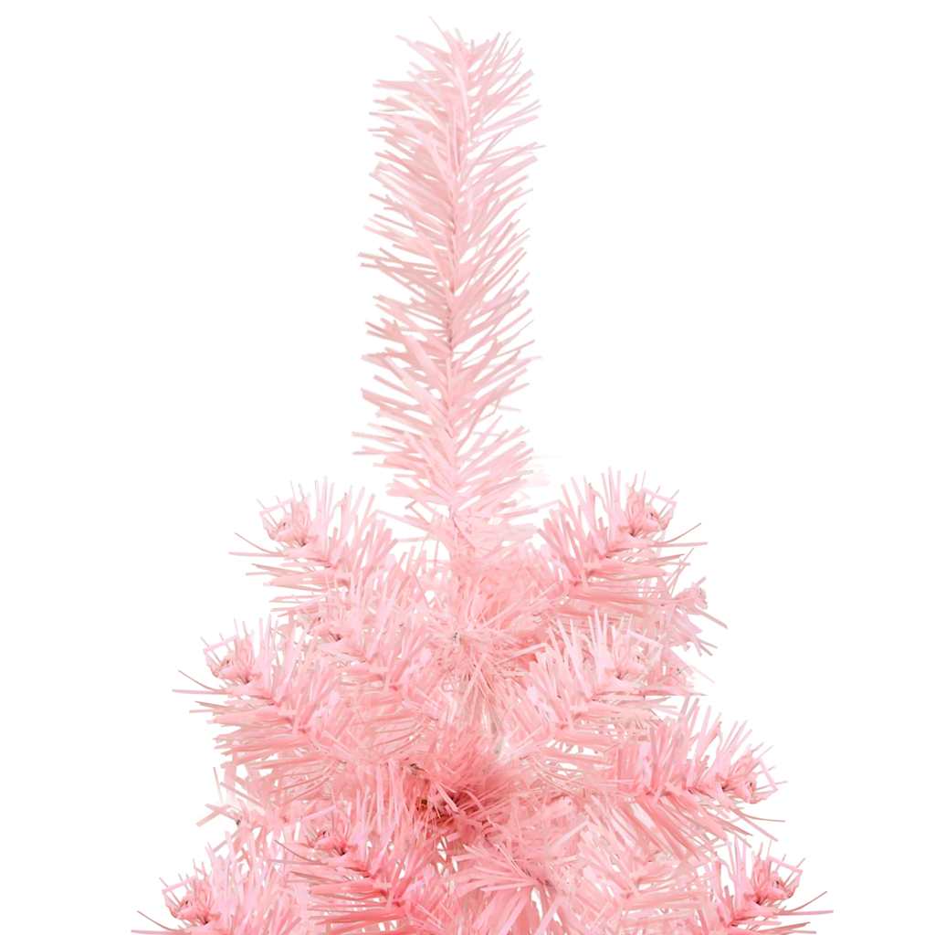 kunstigt halvt juletræ med juletræsfod 150 cm smalt pink