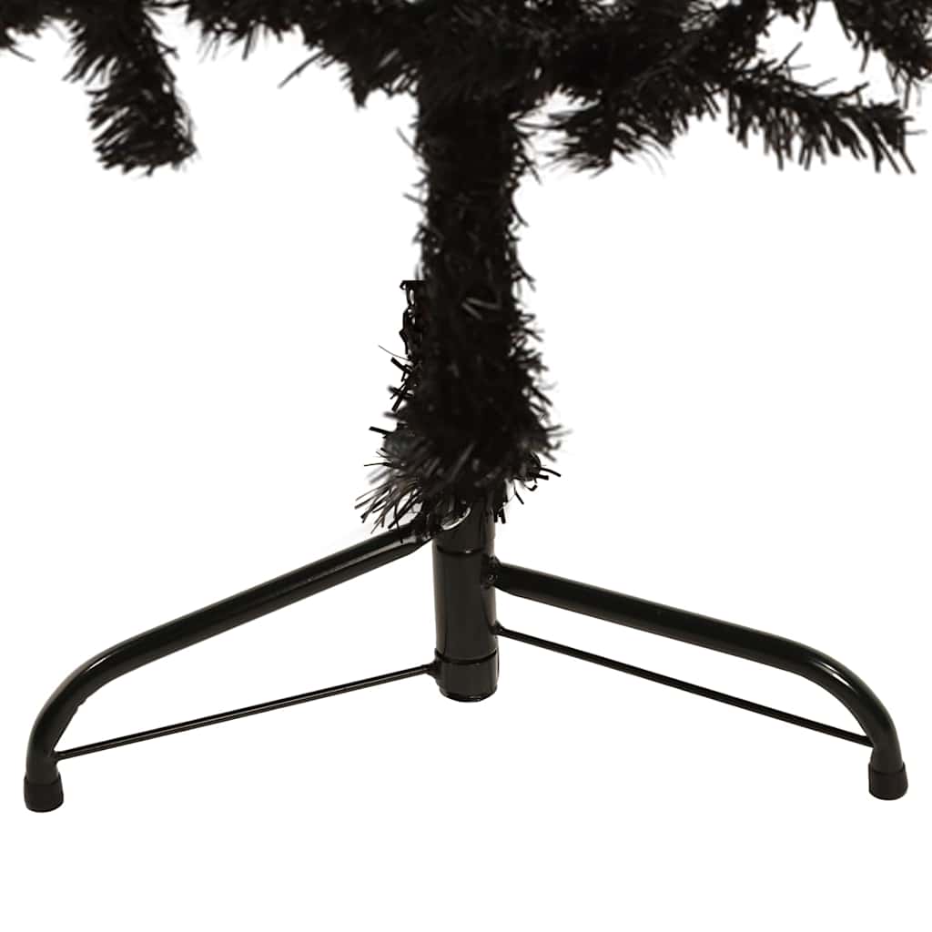 kunstigt halvt juletræ med juletræsfod 120 cm smalt sort