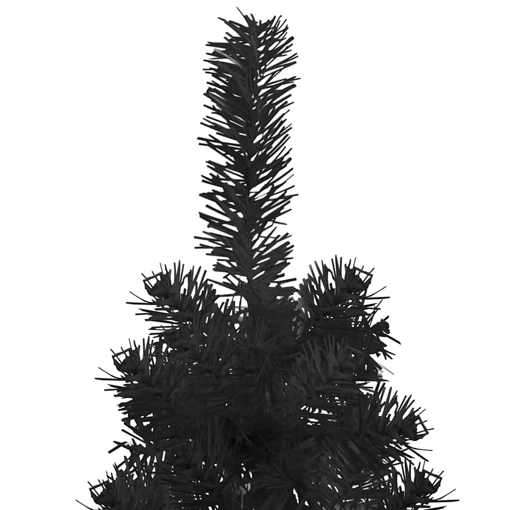 kunstigt halvt juletræ med juletræsfod 240 cm smalt sort