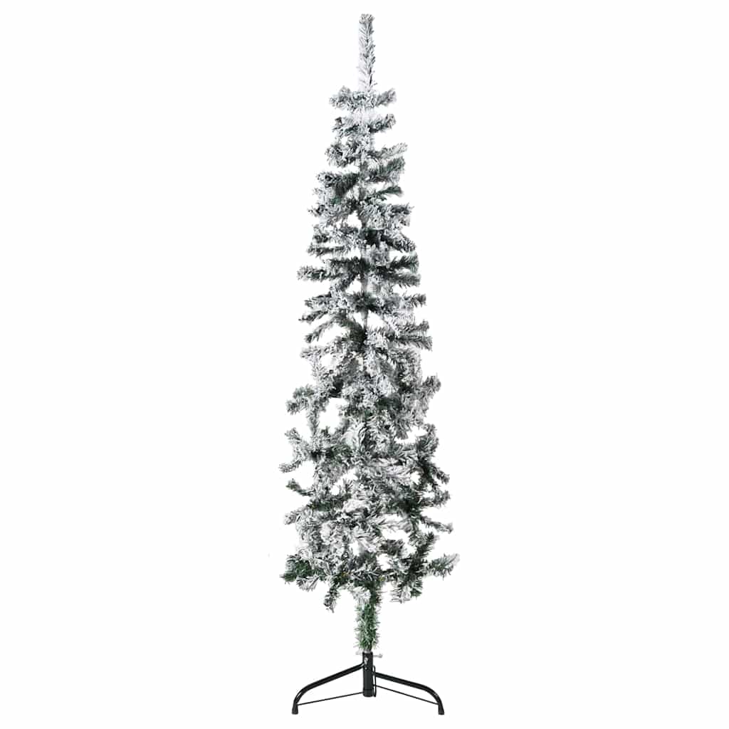 kunstigt halvt juletræ med sne 150 cm smalt