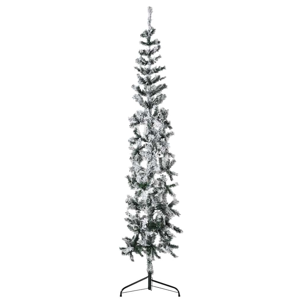 kunstigt halvt juletræ med sne 180 cm smalt
