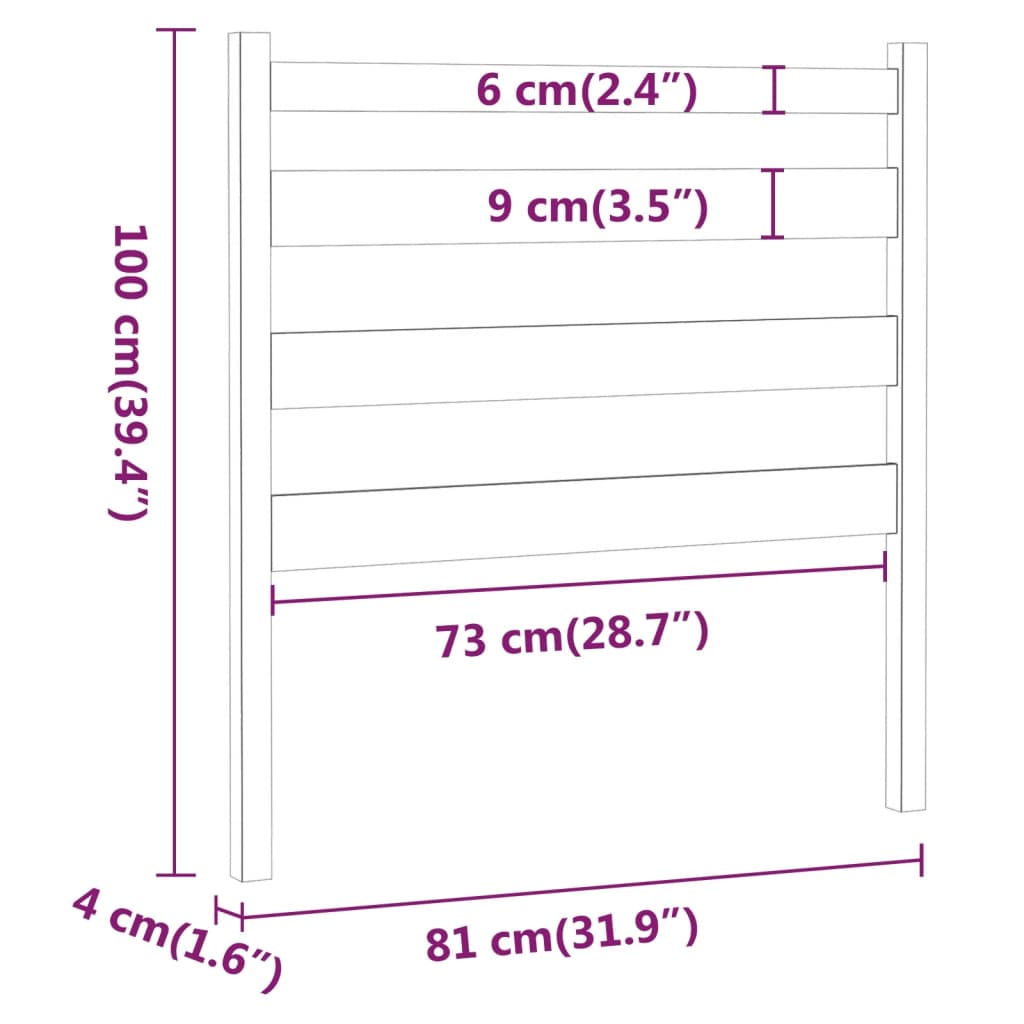 sengegærde 81x4x100 cm massivt fyrretræ gyldenbrun