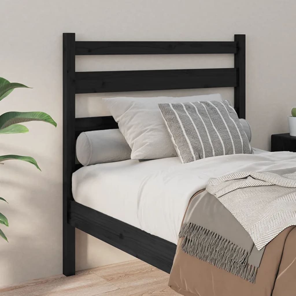 sengegærde 81x4x100 cm massivt fyrretræ sort