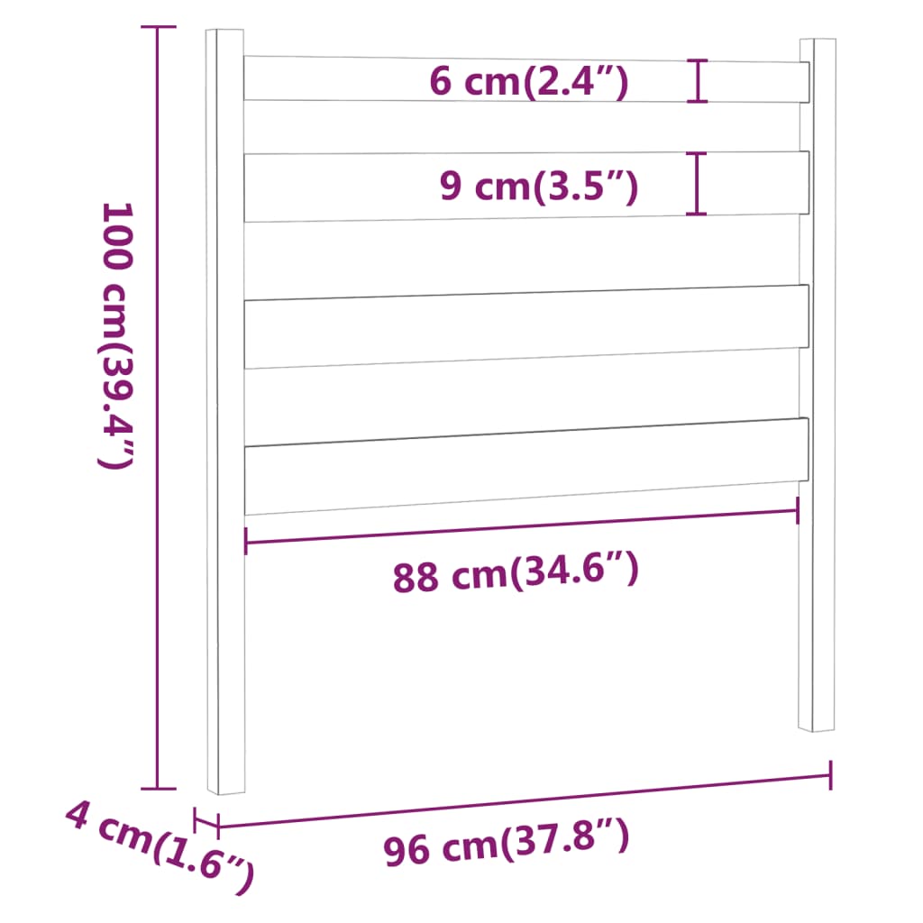 sengegærde 96x4x100 cm massivt fyrretræ gyldenbrun