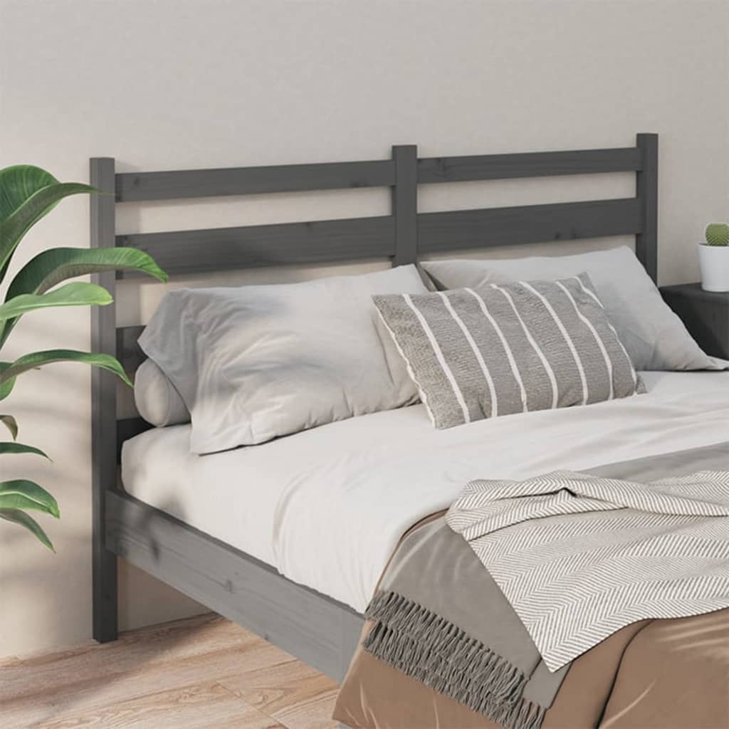 sengegærde 146x4x100 cm massivt fyrretræ grå