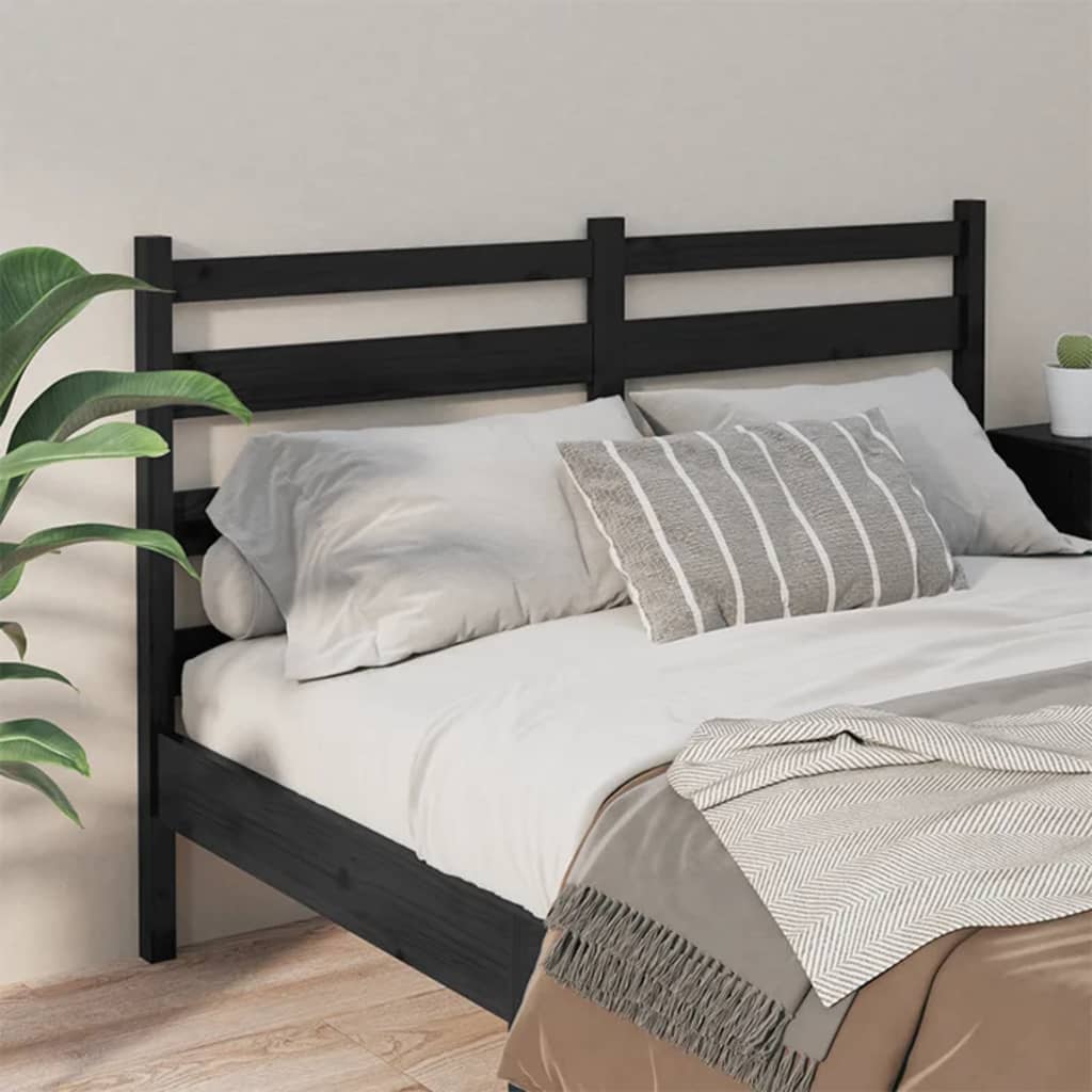sengegærde 166x4x100 cm massivt fyrretræ sort