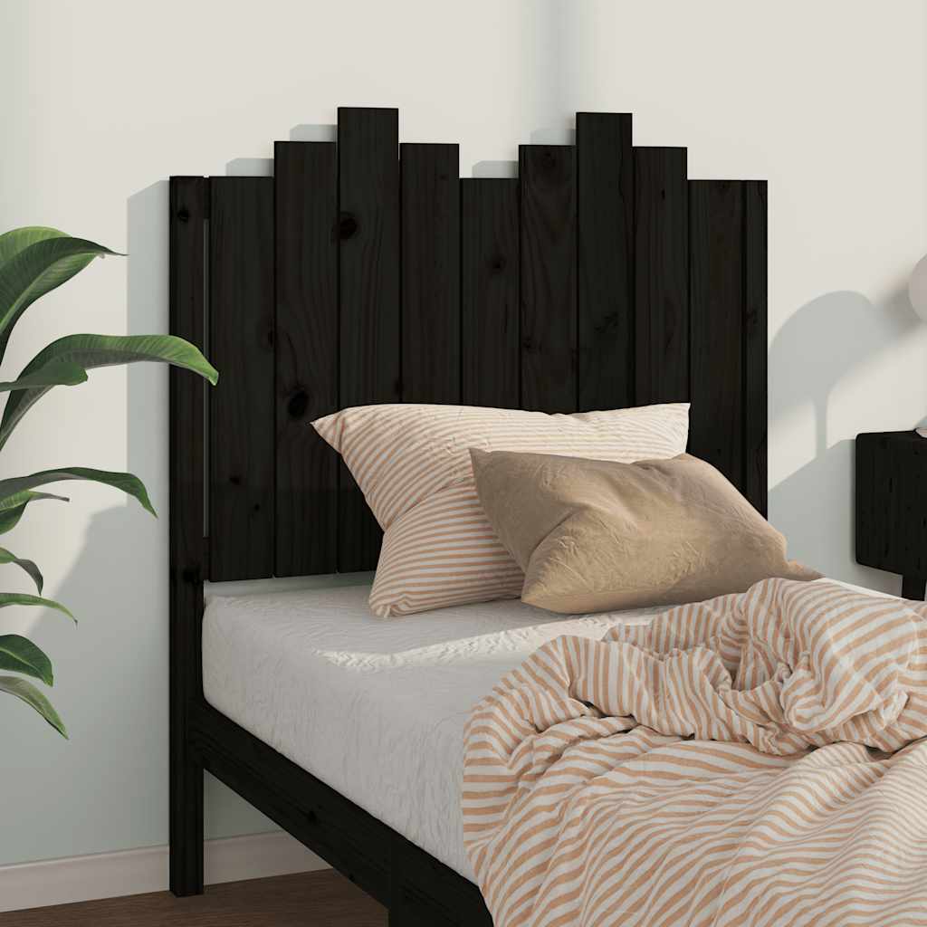 sengegærde 96x4x110 cm massivt fyrretræ sort