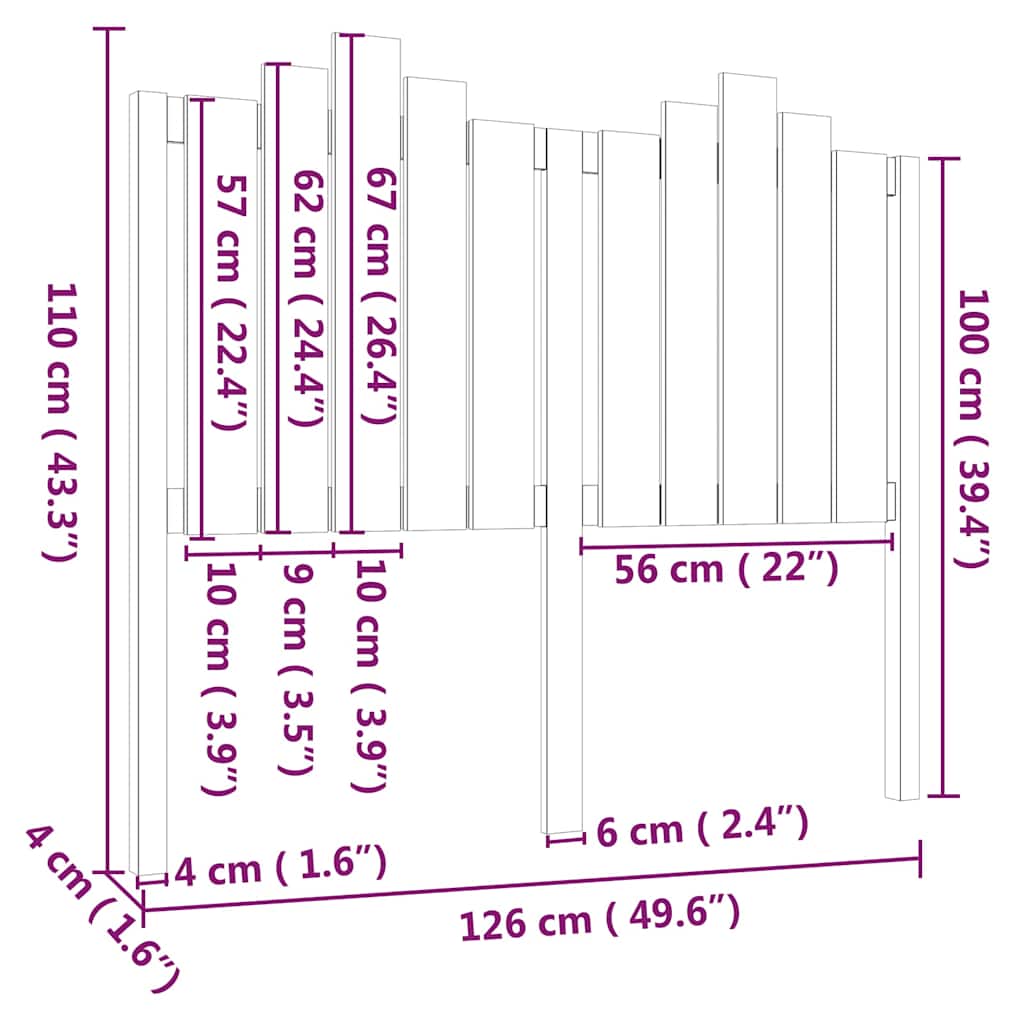 sengegærde 126x4x110 cm massivt fyrretræ grå