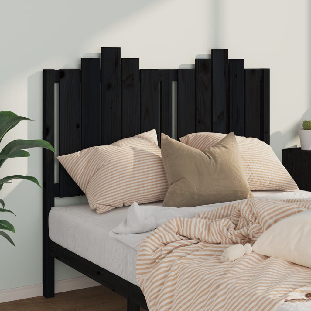 sengegærde 126x4x110 cm massivt fyrretræ sort