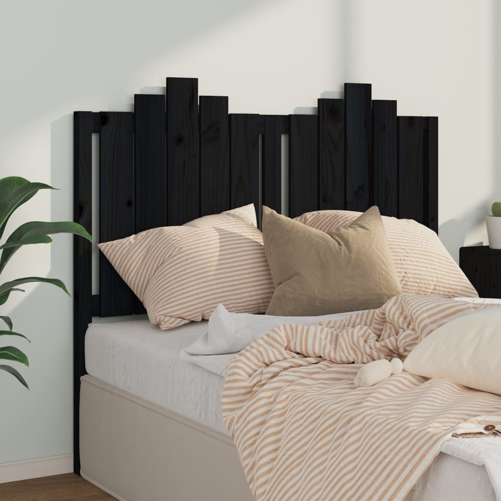 sengegærde 126x4x110 cm massivt fyrretræ sort