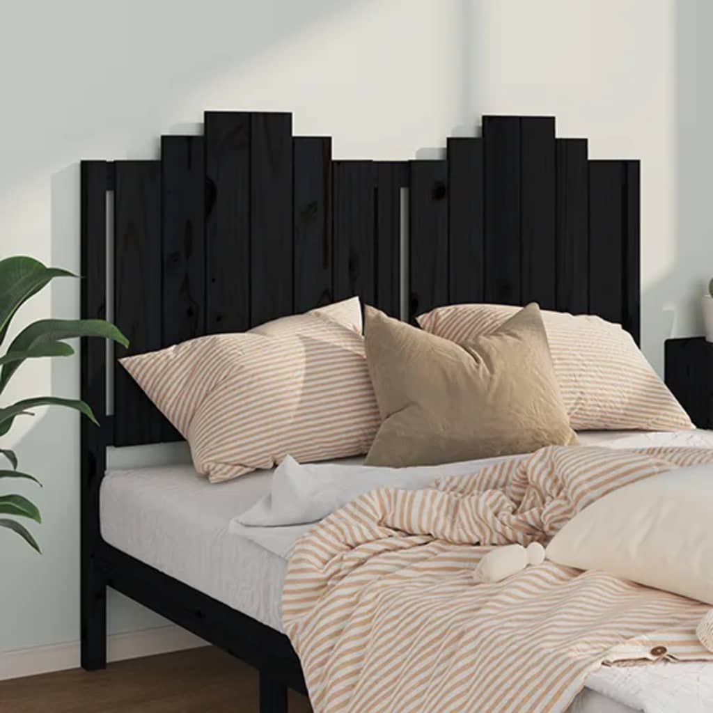 sengegærde 146x4x110 cm massivt fyrretræ sort
