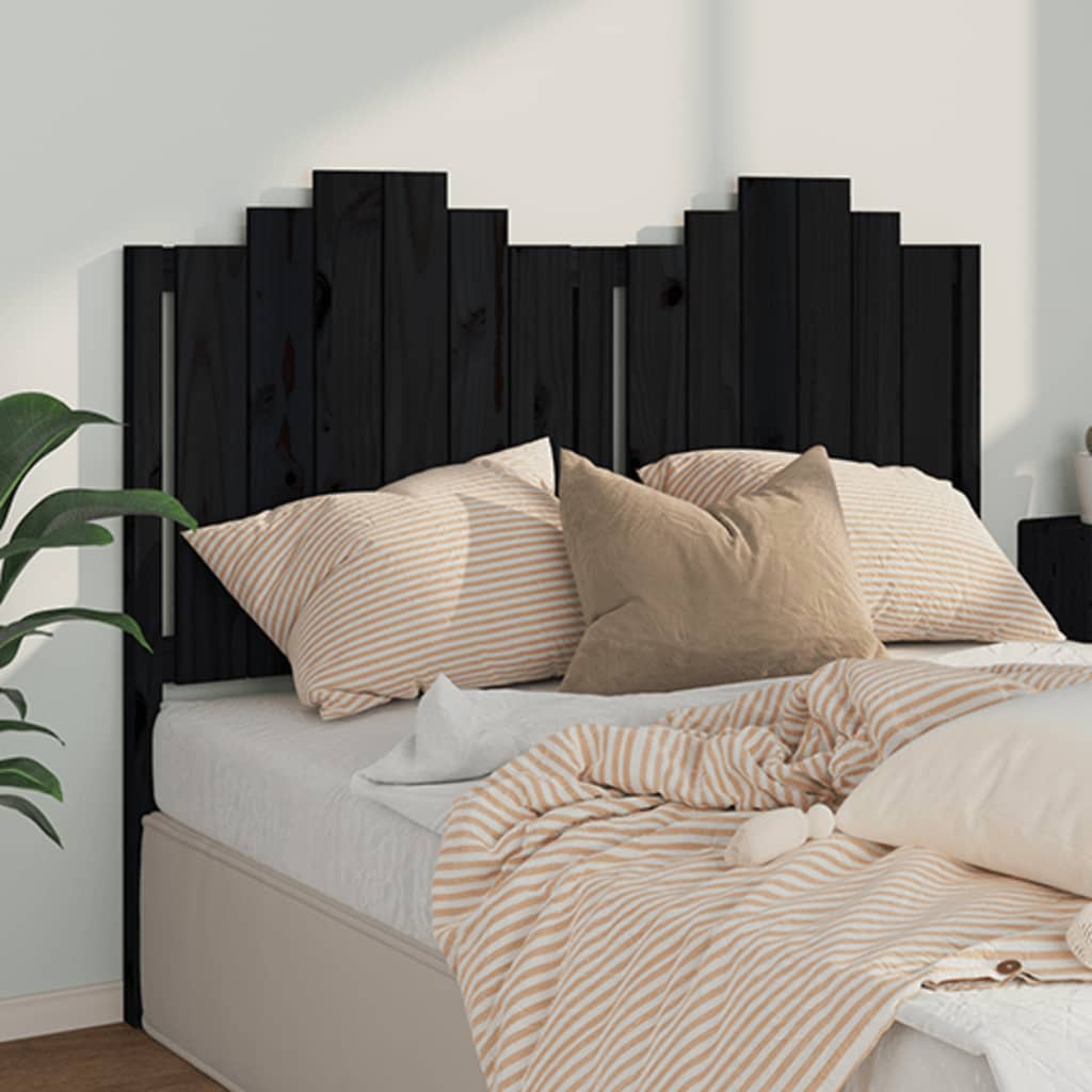 sengegærde 146x4x110 cm massivt fyrretræ sort