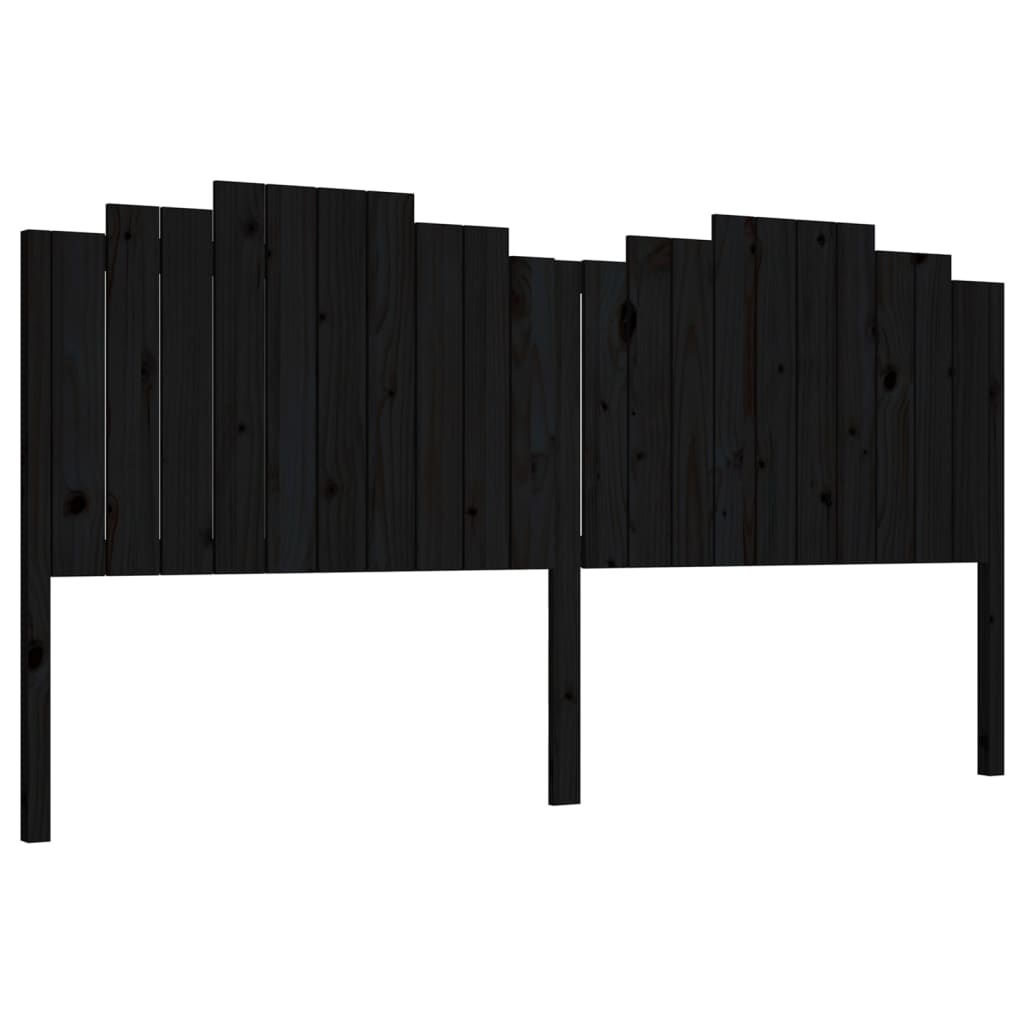 sengegærde 206x4x110 cm massivt fyrretræ sort
