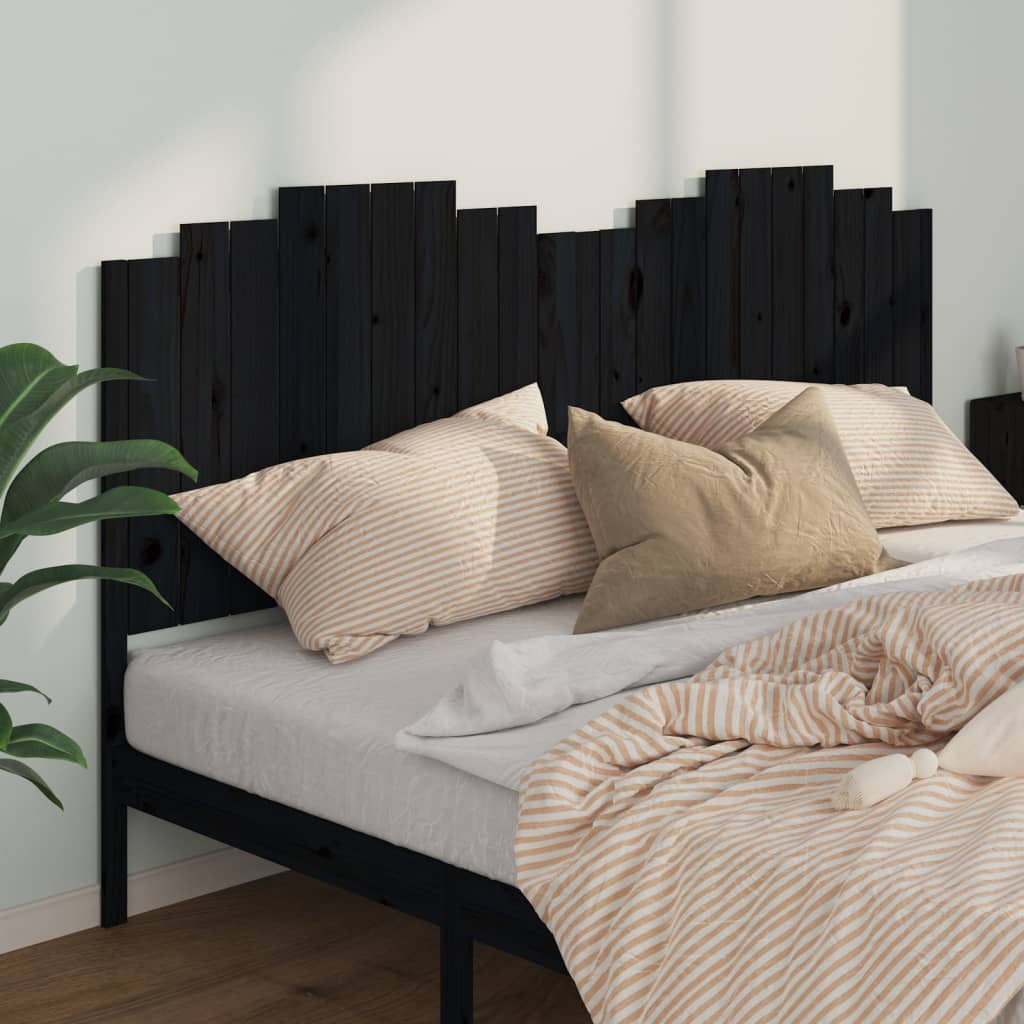 sengegærde 206x4x110 cm massivt fyrretræ sort