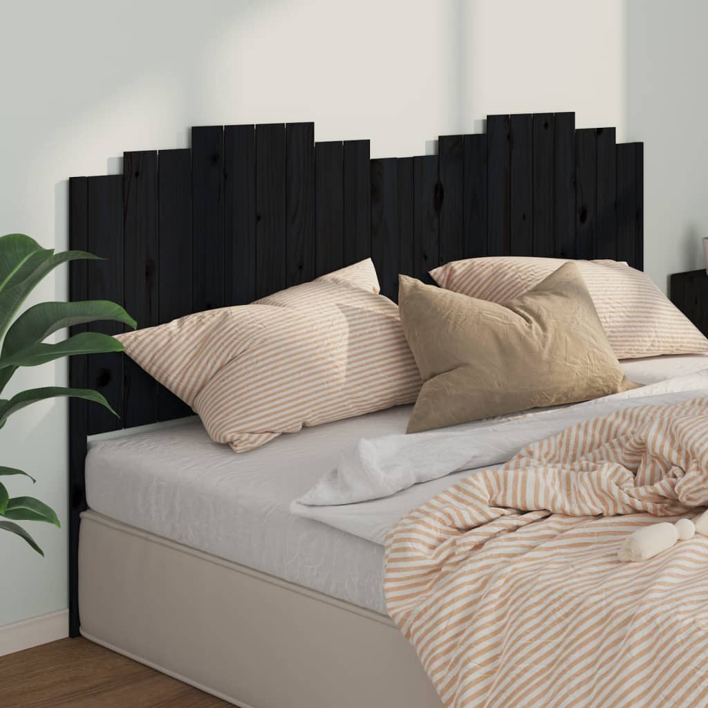 sengegærde 206x4x110 cm massivt fyrretræ sort