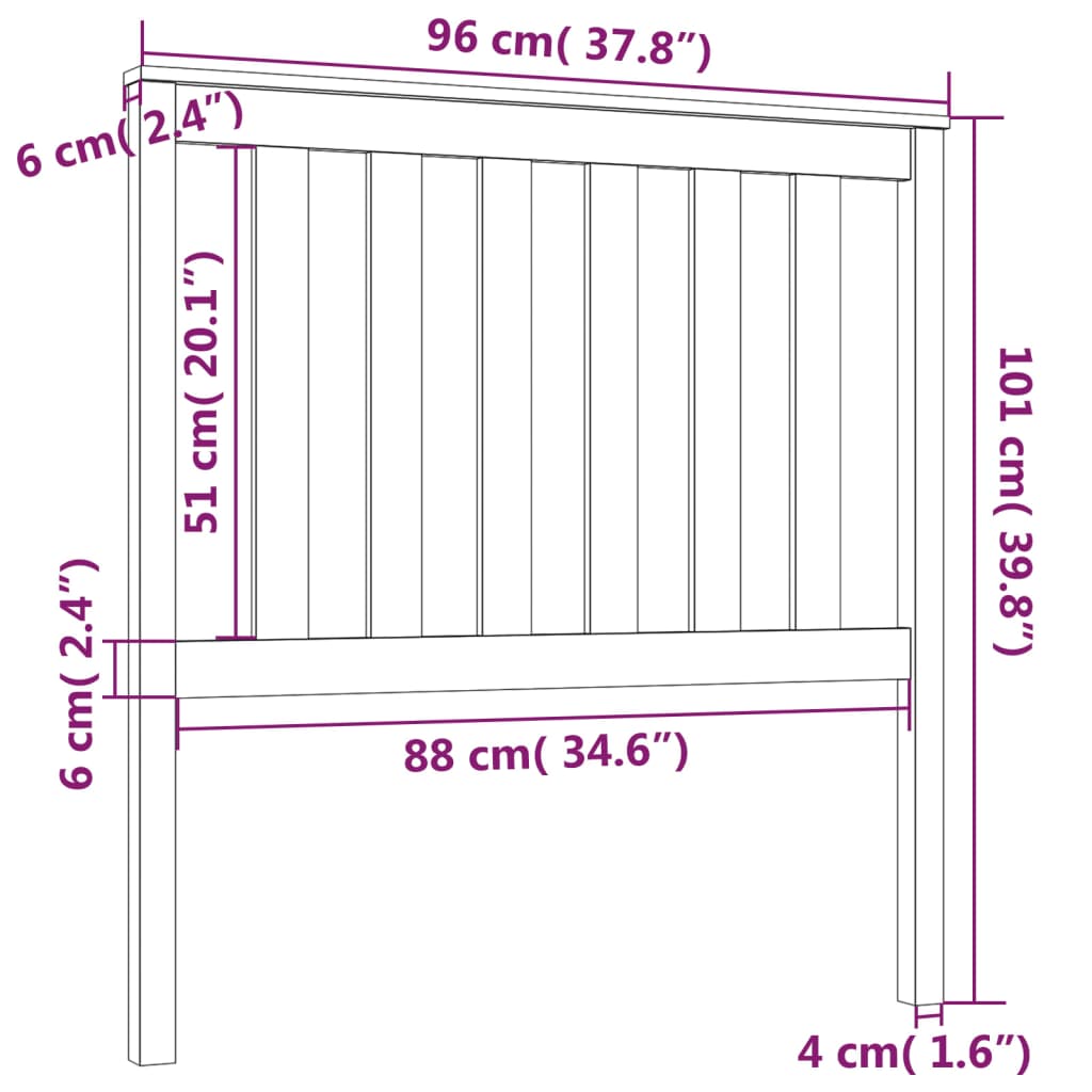 sengegærde 96x6x101 cm massivt fyrretræ grå