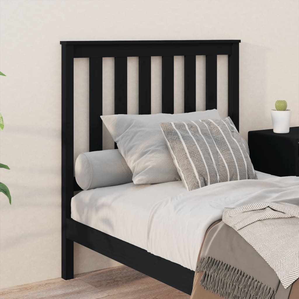 sengegærde 96x6x101 cm massivt fyrretræ sort