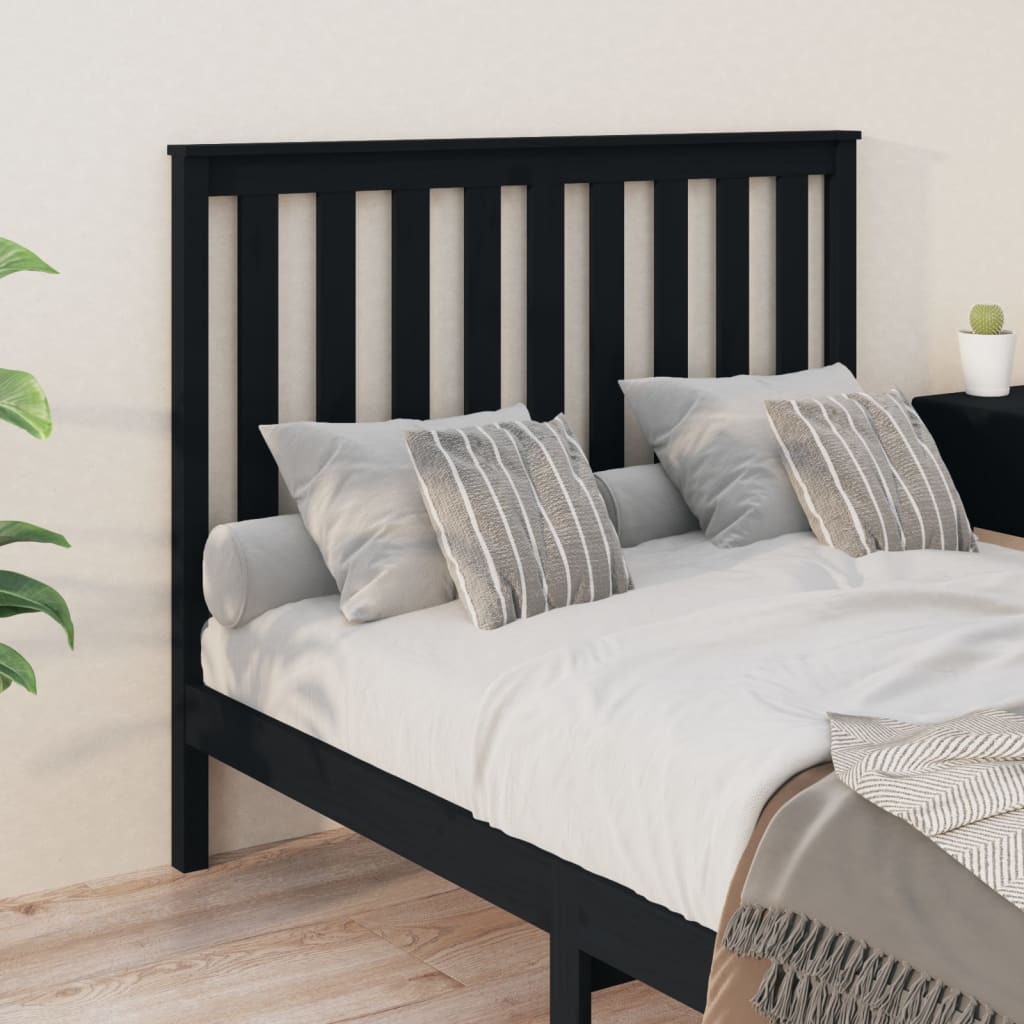 sengegærde 146x6x101 cm massivt fyrretræ sort