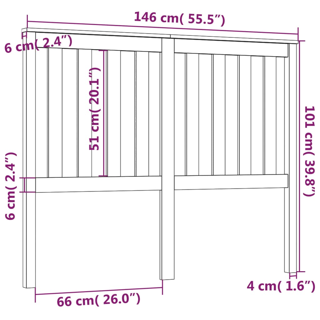 sengegærde 146x6x101 cm massivt fyrretræ sort