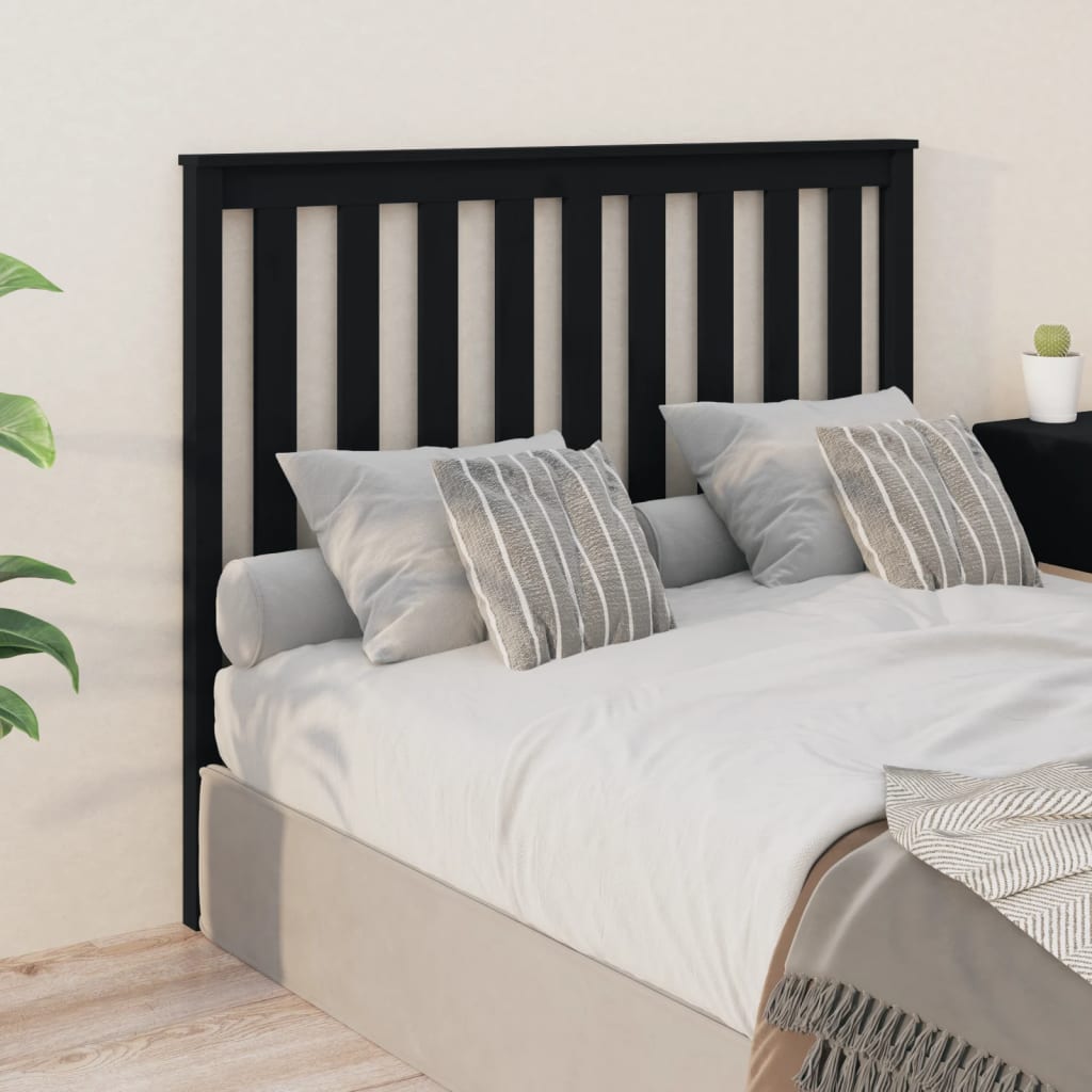 sengegærde 146x6x101 cm massivt fyrretræ sort
