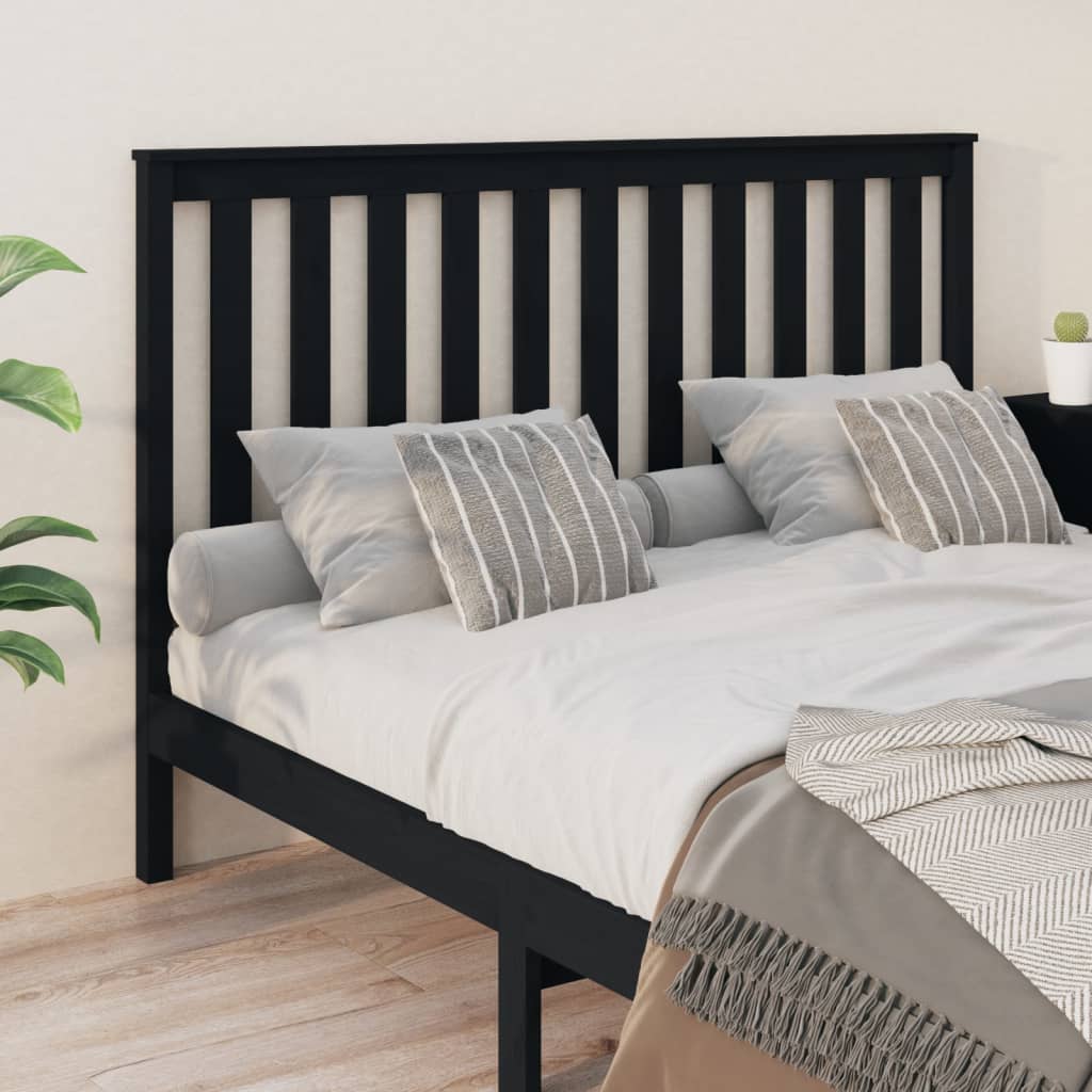 sengegærde 166x6x101 cm massivt fyrretræ sort
