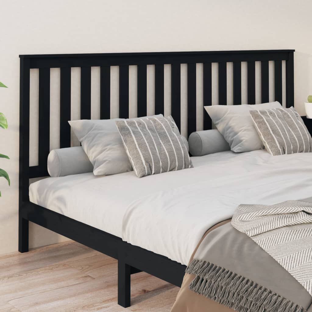sengegærde 206x6x101 cm massivt fyrretræ sort