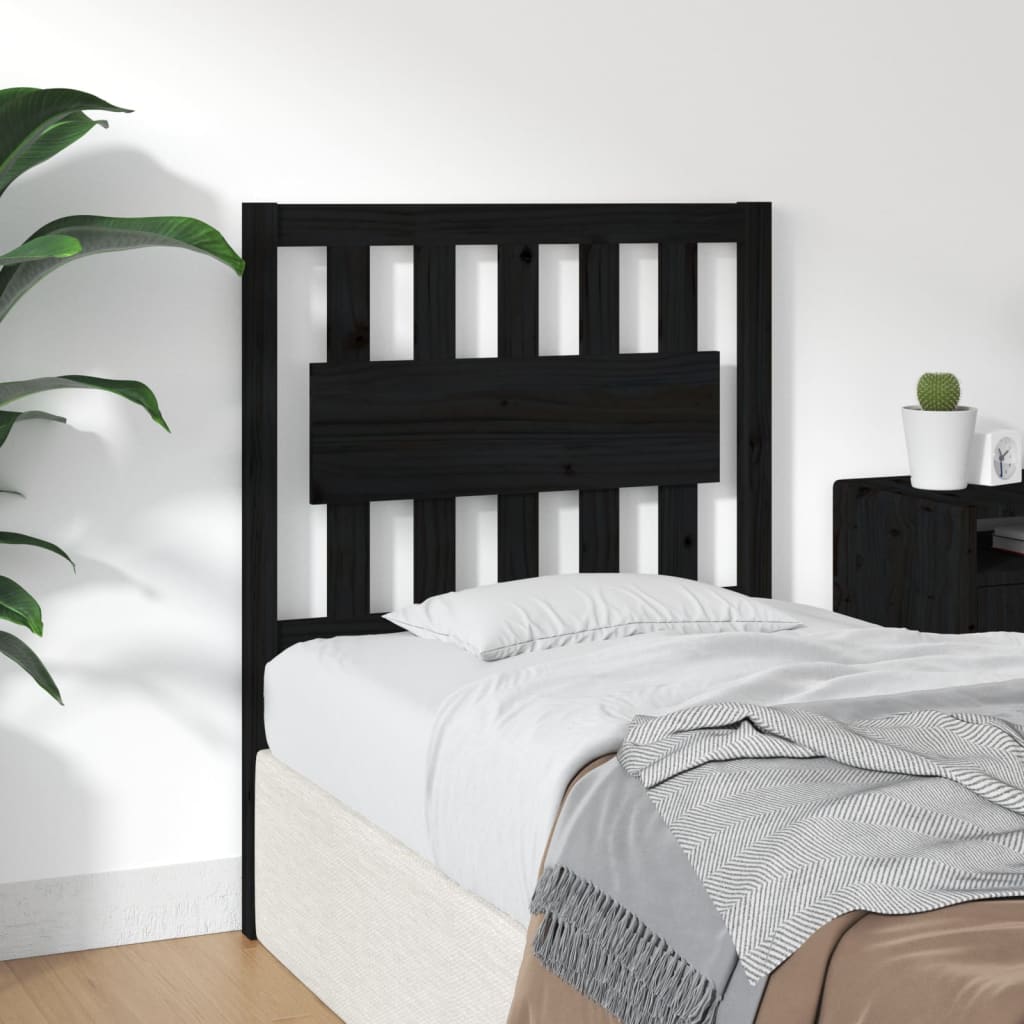 sengegærde 80,5x4x100 cm massivt fyrretræ sort