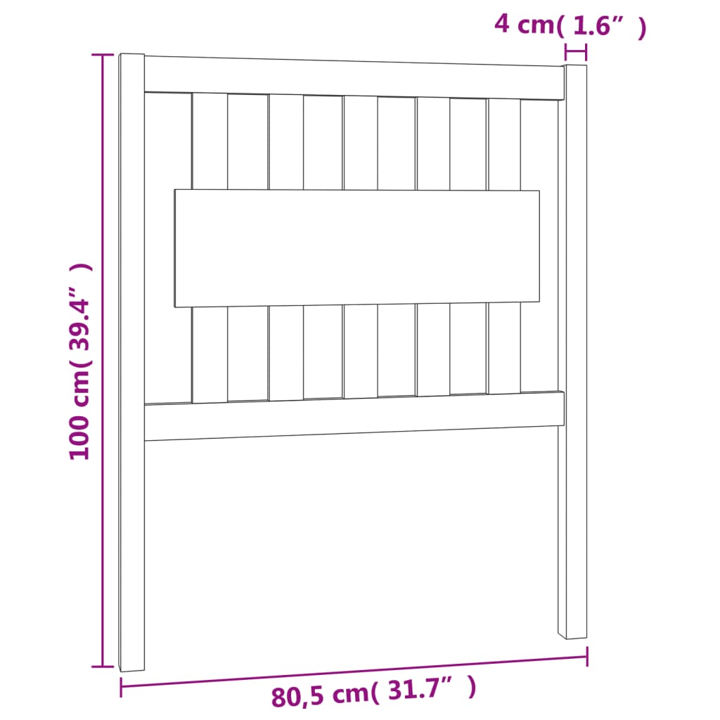 sengegærde 80,5x4x100 cm massivt fyrretræ sort