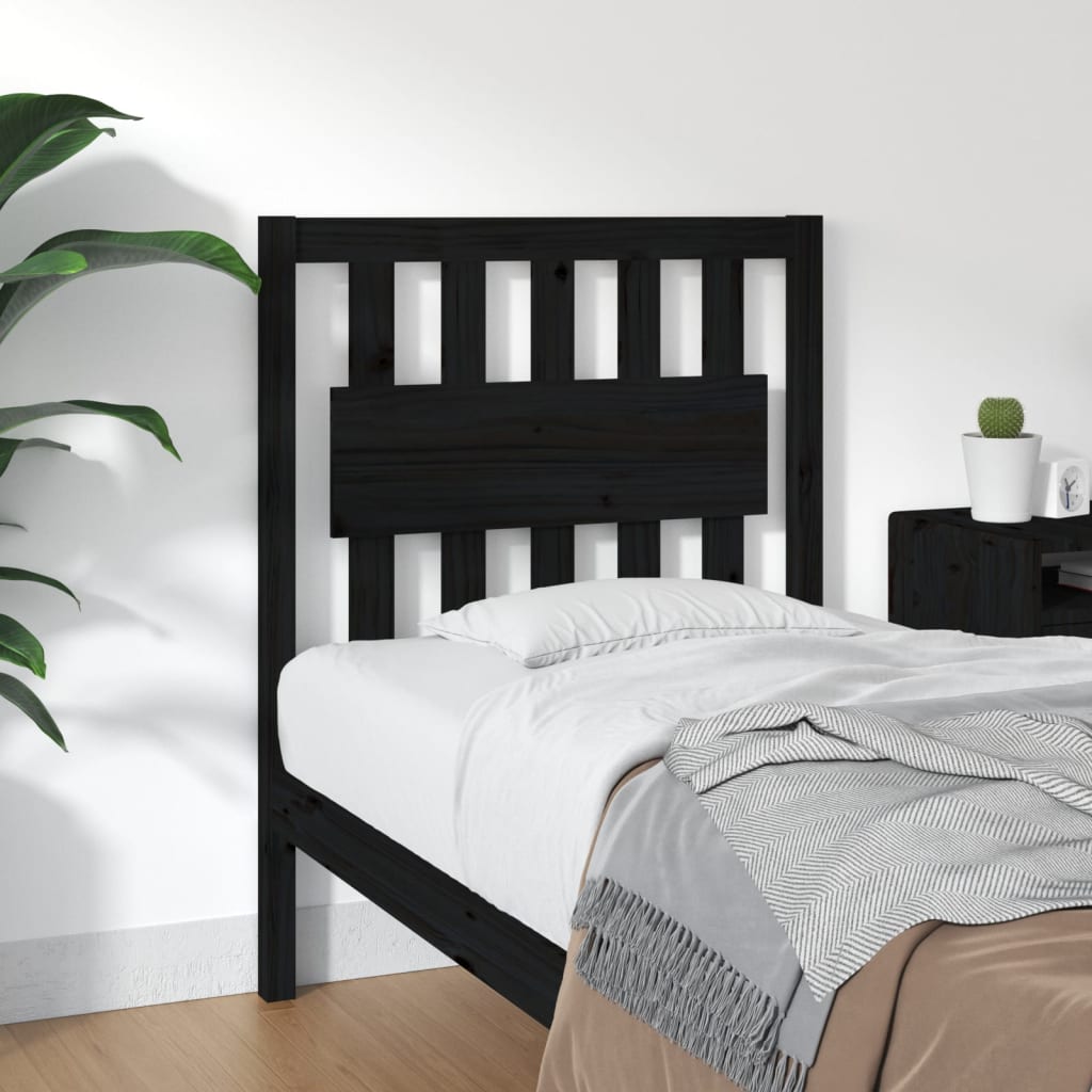 sengegærde 80,5x4x100 cm massivt fyrretræ sort