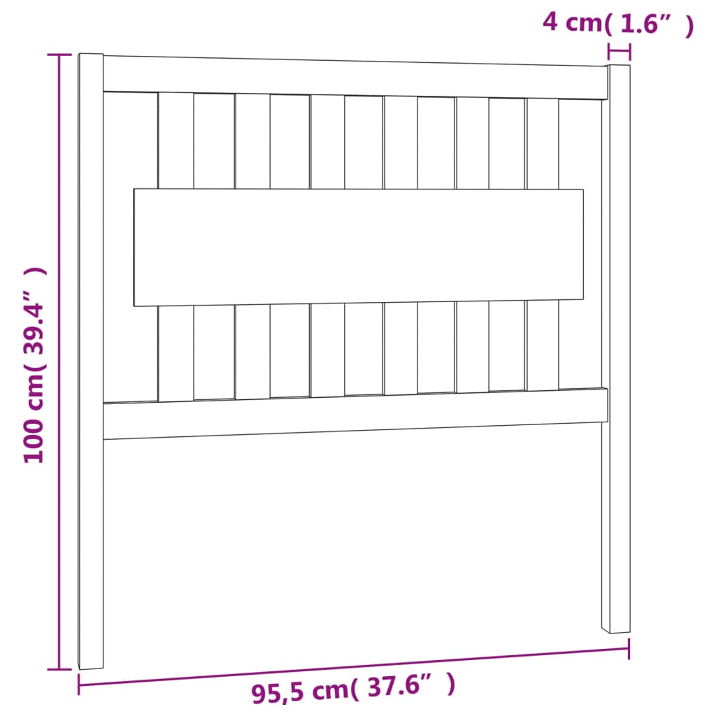 sengegærde 95,5x4x100 cm massivt fyrretræ grå