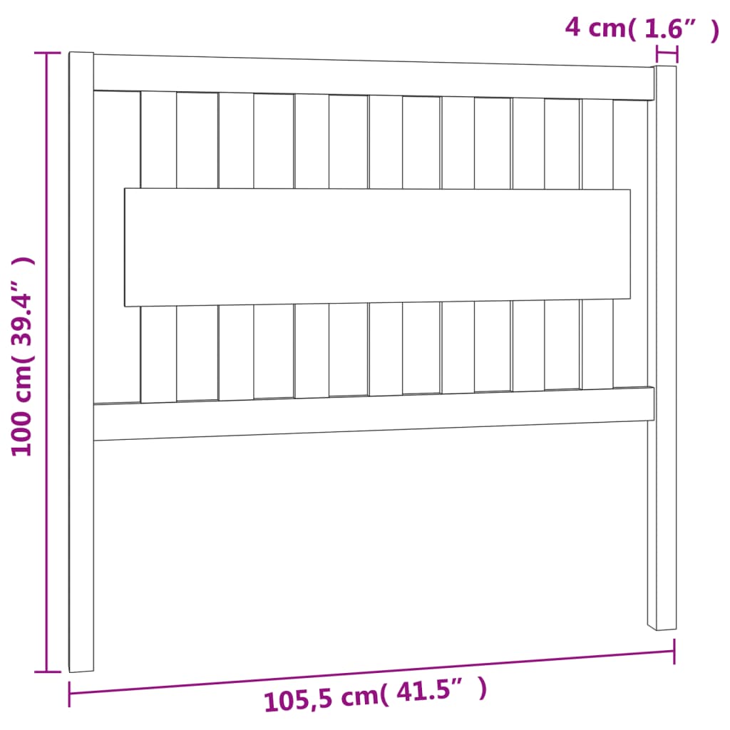 sengegærde 105,5x4x100 cm massivt fyrretræ