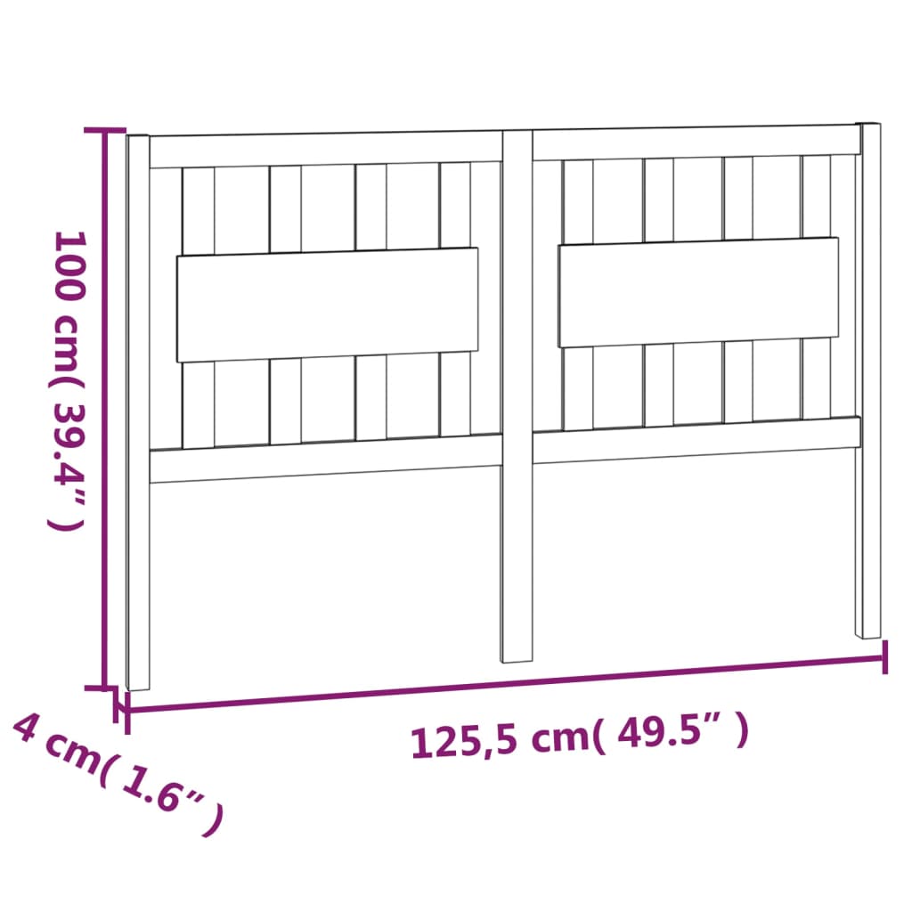 sengegærde 125,5x4x100 cm massivt fyrretræ hvid