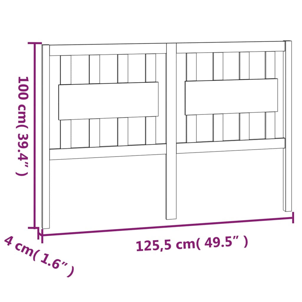 sengegærde 125,5x4x100 cm massivt fyrretræ grå