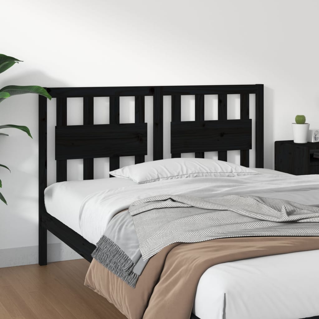 sengegærde 125,5x4x100 cm massivt fyrretræ sort