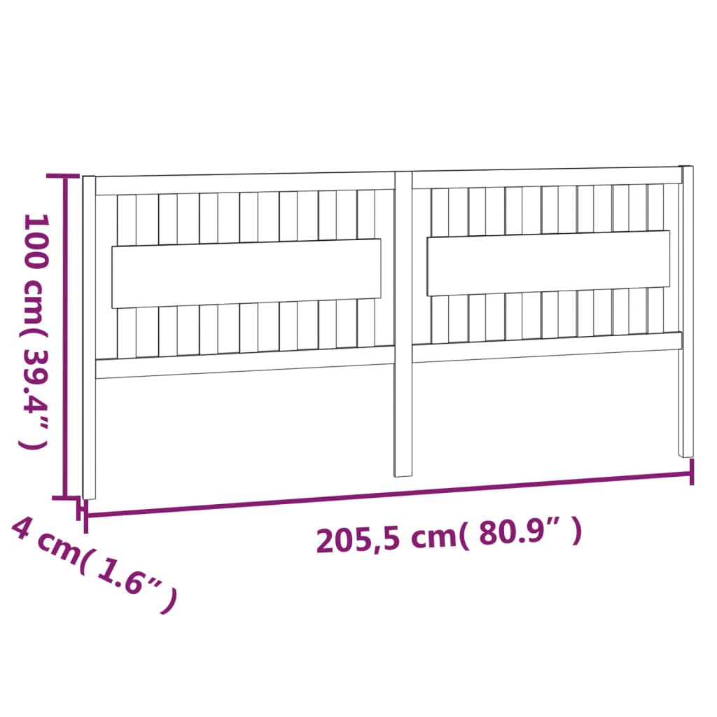 sengegærde 205,5x4x100 cm massivt fyrretræ