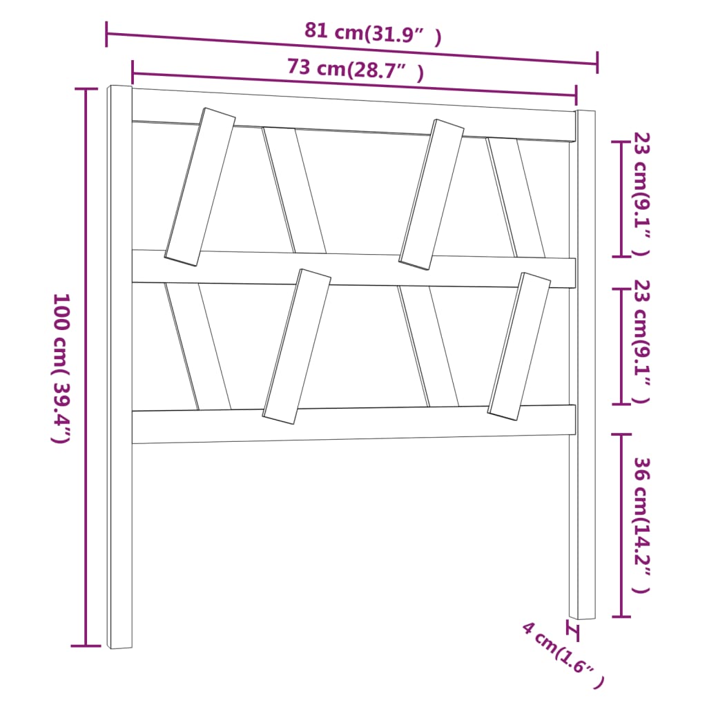 sengegærde 81x4x100 cm massivt fyrretræ grå