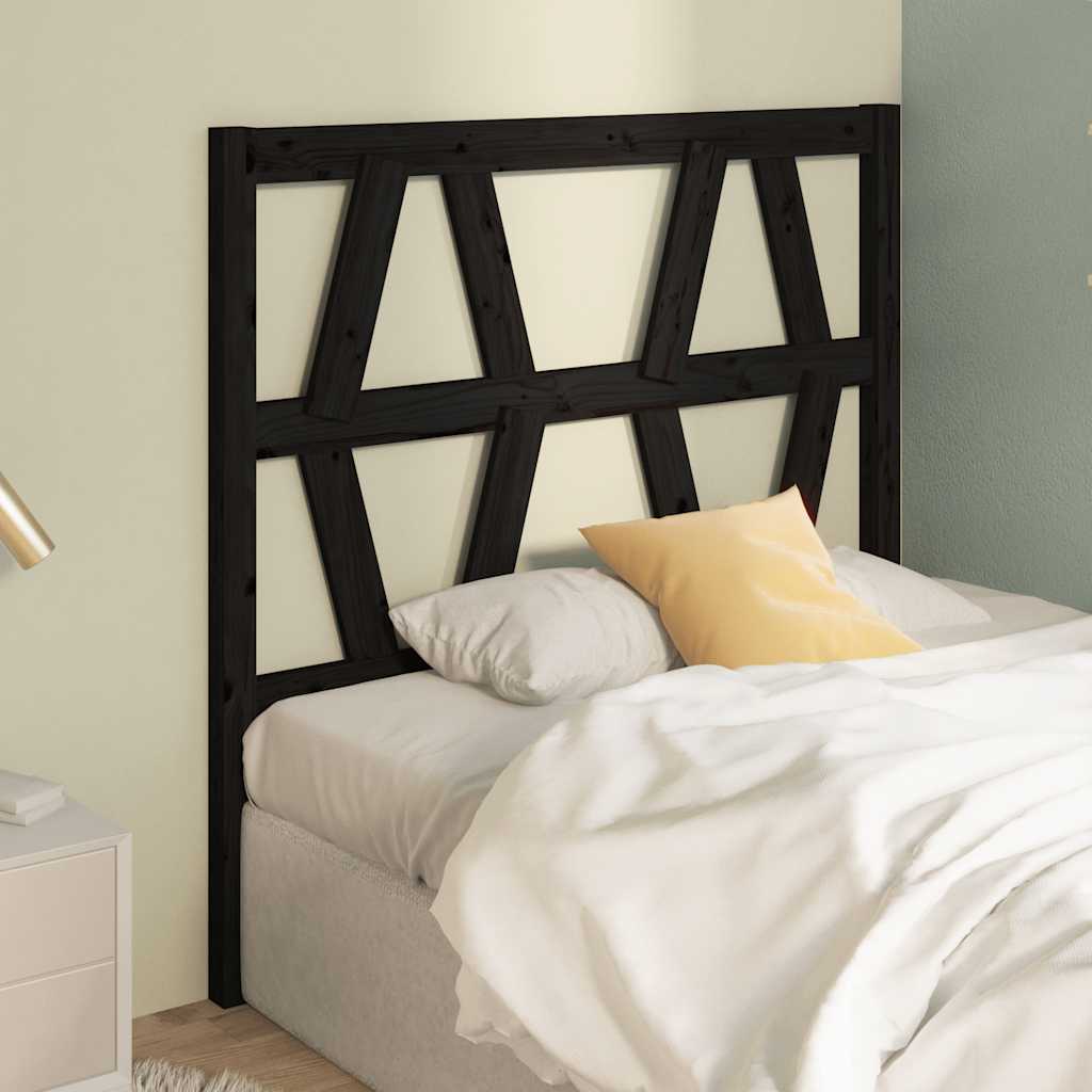 sengegærde 81x4x100 cm massivt fyrretræ sort