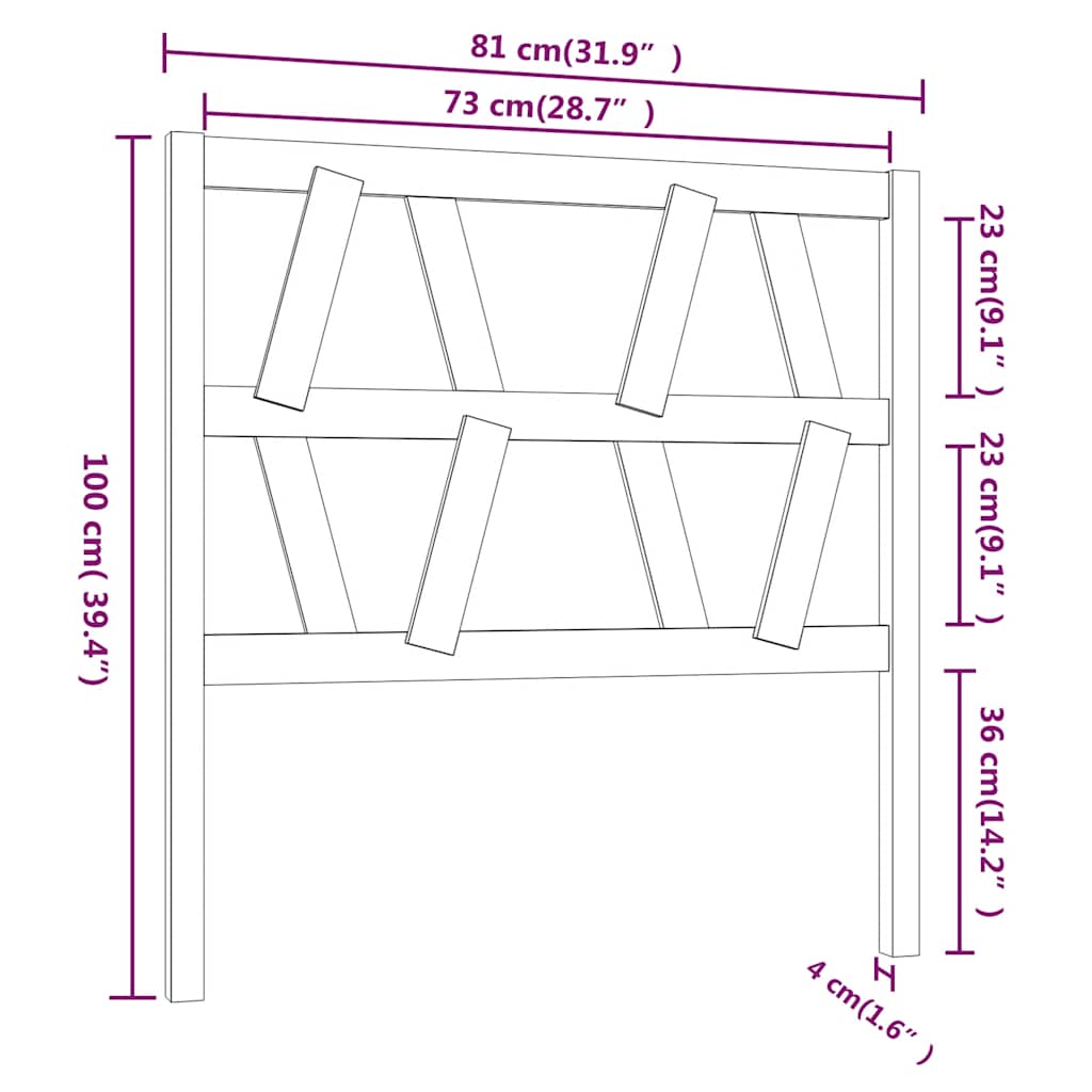 sengegærde 81x4x100 cm massivt fyrretræ sort